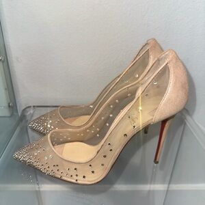 Christian Louboutin Follies Strass Suede Pumps 100